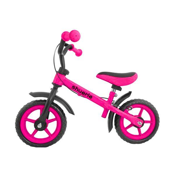 Bicicleta cu echipament protectie si frana de mana, Fara pedale, Pentru copii 2-6 ani, 12 inch, Roz