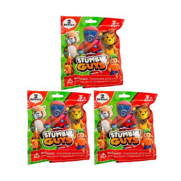 Kit 3 plicuri Stumble Guys, cu figurina si cartonase surpriza, Seria 2, 7 cm, Mistery Box