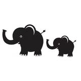 Sticker decorativ, Familia de elefanti, Negru, 119x45 cm