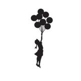 Sticker decorativ, Fetita cu Baloane, negru, 34x90 cm