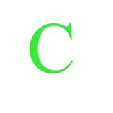 Sticker decorativ, Litera C, inaltime 15 cm, verde fluorescent