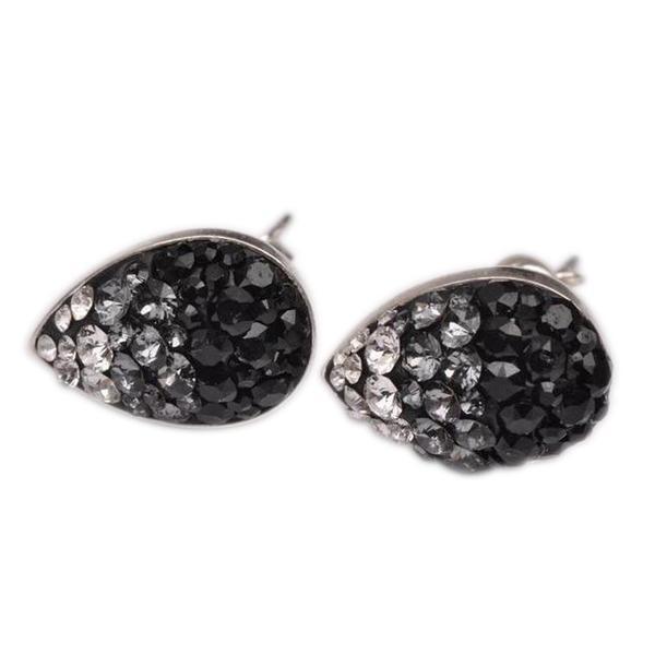 Cercei Queen Stone Multi Pear Ceralun Black Diamond, Gri/Negru, Argint 925, 14mm