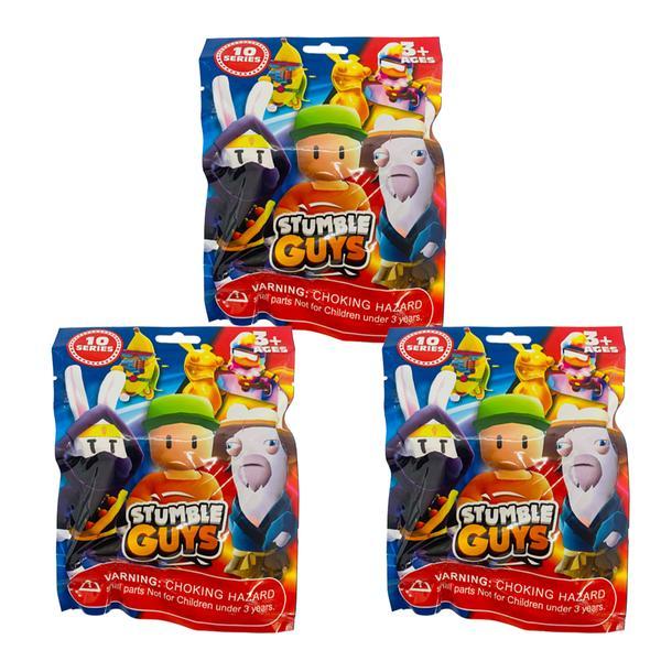 Kit 3 plicuri Stumble Guys, cu figurina si cartonase surpriza, Seria 10, 7 cm, Mistery Box