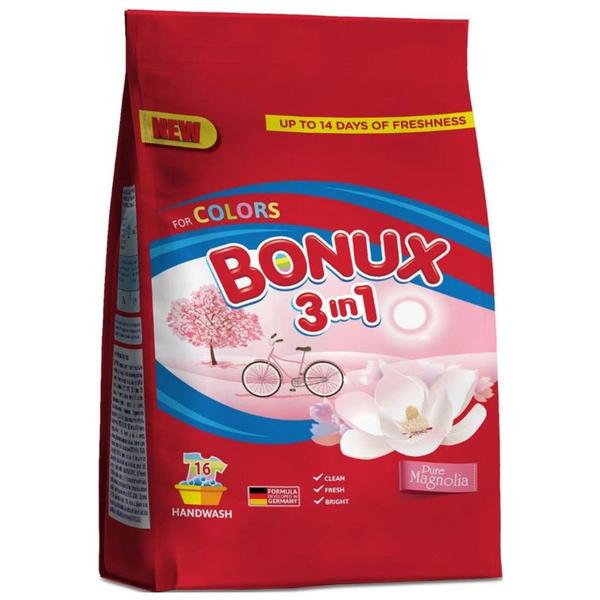 Detergent Manual Pudra 3 in 1 cu Parfum de Magnolie pentru Rufe Colorate - Bonux 3 in 1 for Colors Magnolia, 900 g