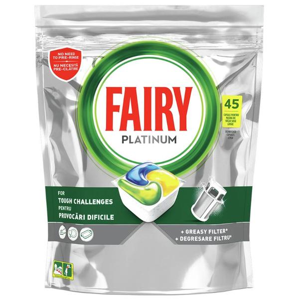 detergent de vase capsule fairy platinum 148 buc Detergent Capsule pentru Masina de Spalat Vase - Fairy Platinum All in One Lemon, 45 capsule