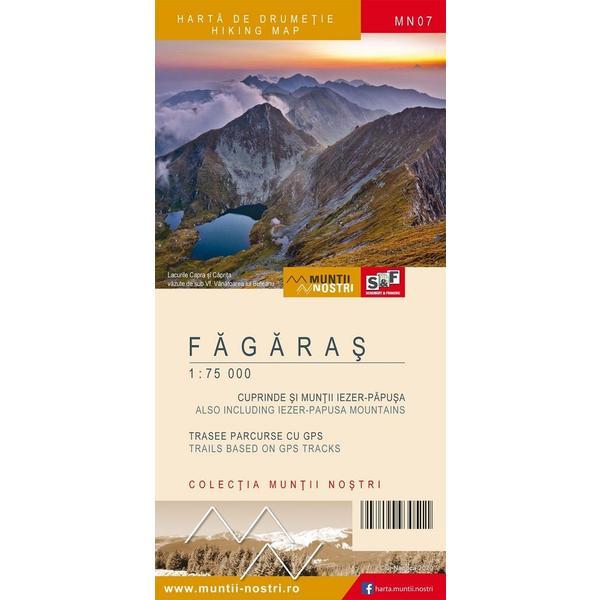 Muntii Fagaras. Harta de drumetie. Muntii nostri, editura Schubert & Franzke