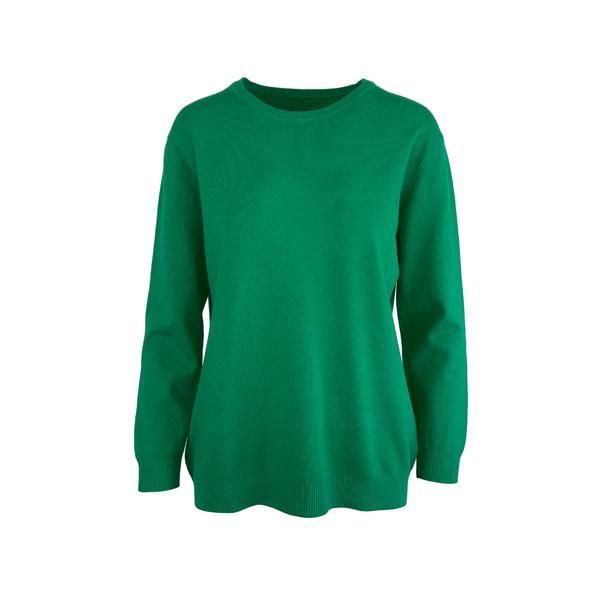 Pulover tricotat fin, decolteu rotund, verde menta, XL-2XL