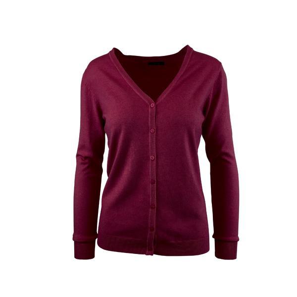 Cardigan, Univers Fashion, tricotat fin, inchidere cu 7 nasturi, rosu bordo, XL-2XL