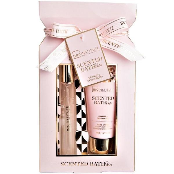 Set ingrijire corporala Scented Bath Rose IDC Institute 44505, 50ml crema maini, 15ml body mist. 65 ml