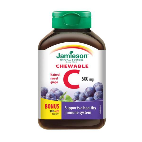 Vitamina C 500 mg cu Struguri - Jamieson, 100+20 tablete