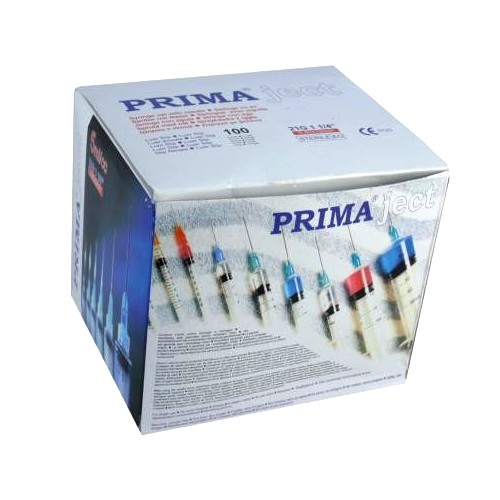 Seringi Unica Folosinta Prima, 10ml, ac 21G, 1 1/2&#039; (0.8 x 38mm), verde, Luer Lock, piston cauciuc, sterile, 100 buc