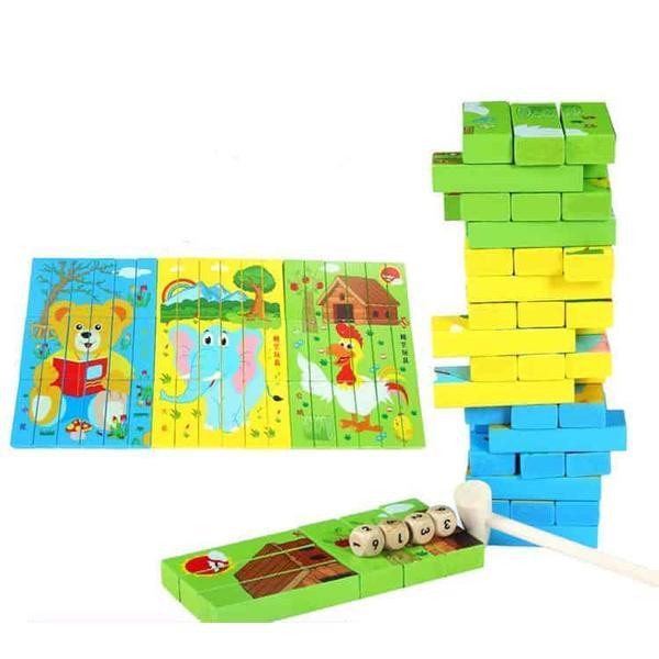 Joc 3 in 1 Jenga, Domino si Puzzle, 7Toys