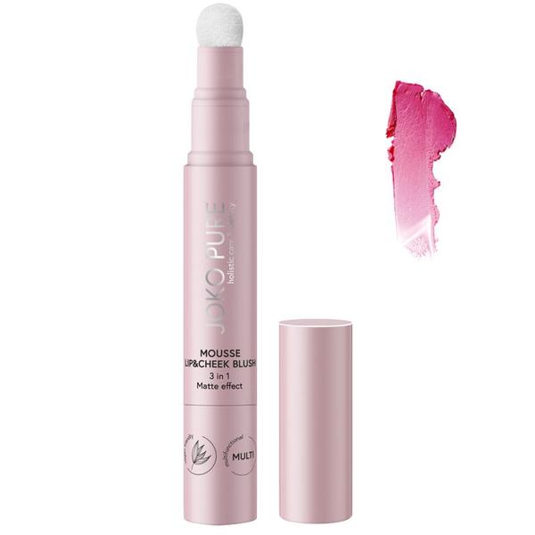 Mouse de Buze si Obraz - Joko Pure Holistic Care &amp; Beauty Lip &amp; Cheek Blush 3 in 1 Matte Effect, nuanta 01, 1 buc