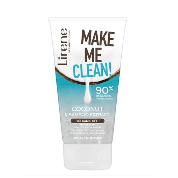Gel de Curatare Faciala - Lirene Dermo Program Make Me Clean! Coconut & Bamboo Extract Volcanic Gel, 150 ml
