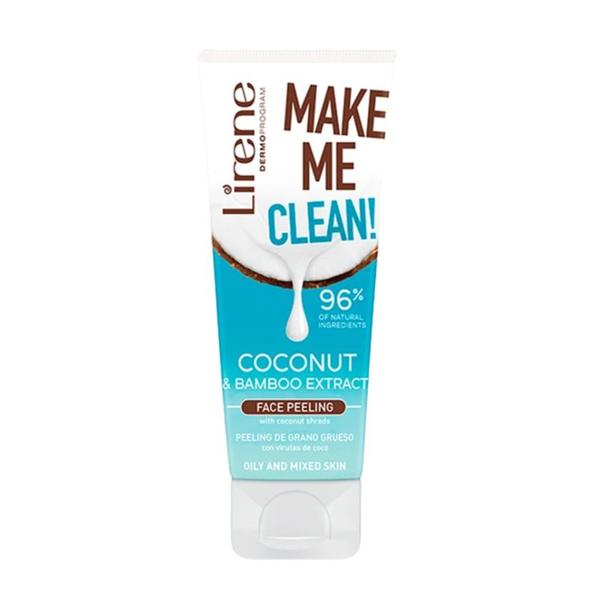 Scrub Facial - Lirene Dermo Program Make Me Clean! Coconut &amp; Bamboo Extract Face Peeling, 75 ml