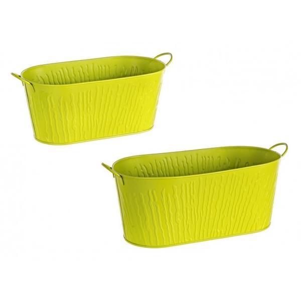 Set 2 ghivece flori zinc verde 32x16x13.5 cm, 28x14.5x12.5 cm