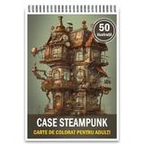 Carte de colorat, 50 de ilustratii, Case Steampunk, 106 pagini