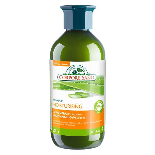 Sampon hidratant pentru par lipsit de vitalitate cu Aloe Vera si Marshmallow BIO, Corpore Sano Moisturising shampoo, 300 ml