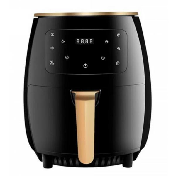 Friteuza cu Aer Cald, S-18 Air Fryer, 2400W, LCD Touch control, Capacitate 6L si Afisaj Digital, negru cu auriu