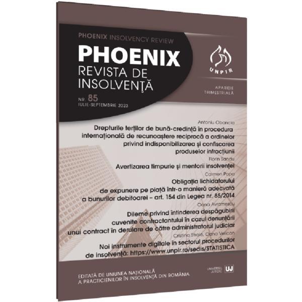 Phoenix. Revista de insolventa. Nr.85 Iulie-Septembrie 2023, editura Universul Juridic