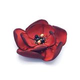 Brosa eleganta floare rosie din matase satinata 8 cm, Corizmi, Abigail
