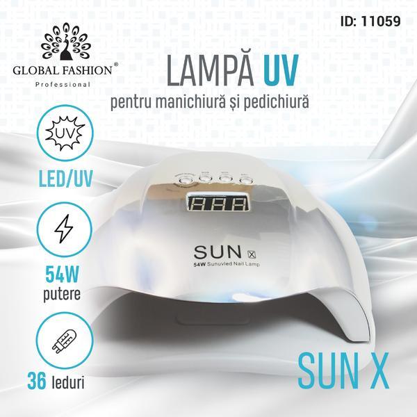 Lampa de unghii LED/UV, Sun-X, 54W, Argintie