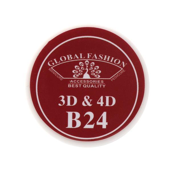 Gel UV 4D plastilina, gel plastart,  Global Fashion, B24, 7g, culoare rosie