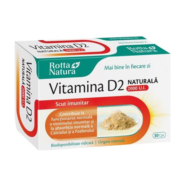 Vitamina D2 Naturala 2000 U.I. Rotta Natura, 30 capsule