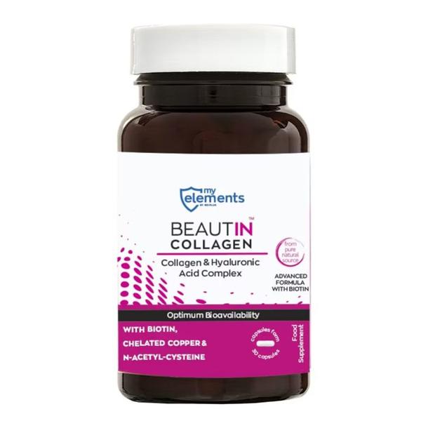 Supliment Alimentar Colagen cu Acid Hialuronic si Biotina - Solgar Beautin Colllagen My Elements, 30 capsule