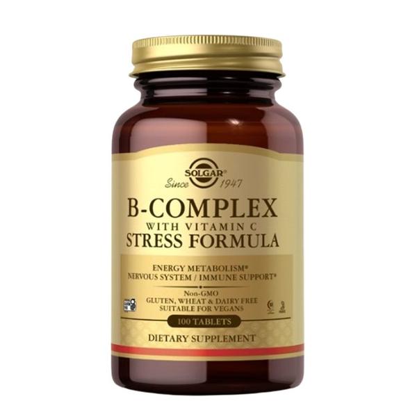 Supliment Alimentar Vitamina B-Complex cu Vitamina C - Solgar B-Complex With Vitamin C Stress, 100 tablete