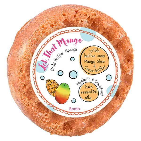 Sapun cu burete pentru masaj Let That Mango, Bomb Cosmetics, 200 g