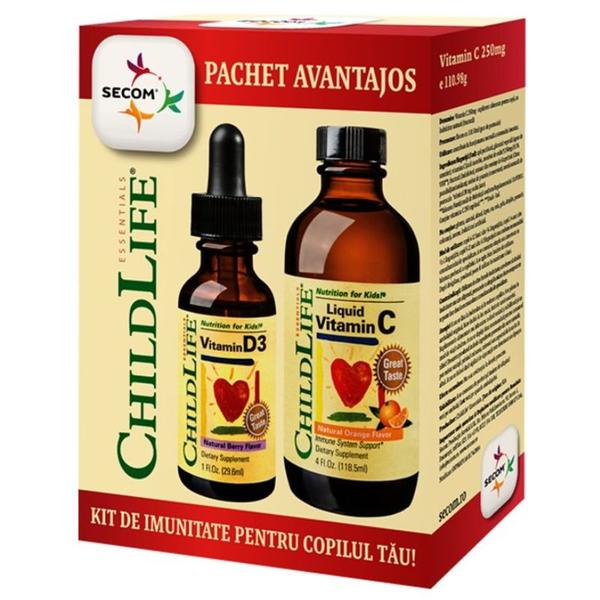 Kit de Imunitate ChildLife - Vitamina C + Vitamina D3, Secom, 1 pachet