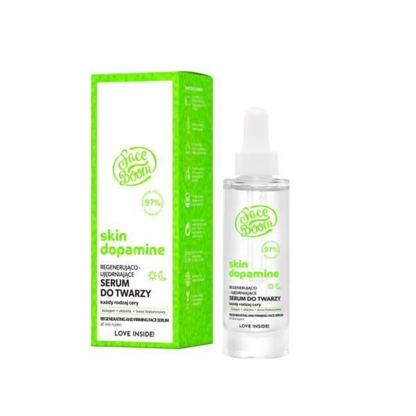 Ser cu colagen vegan, acid hialuronic si ectoina, regenerant si fortifiant, FaceBoom Skin Dopamine 30 ml