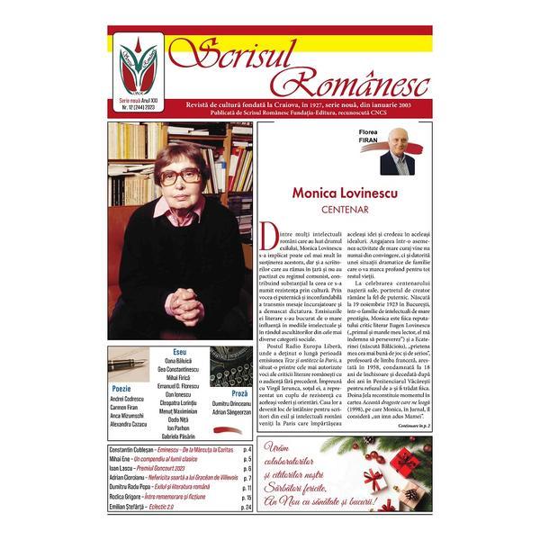 Revista Scrisul Romanesc Nr.12 din 2023, editura Scrisul Romanesc