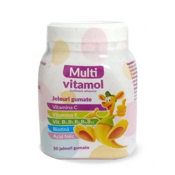 Jeleuri Gumate Multivitamol Vitamina C, Vitamina E, Vitaminele B1, B2, B3, B6, B12, Biotina, Acid Folic - Zdrovit Multivitamol, 50 buc