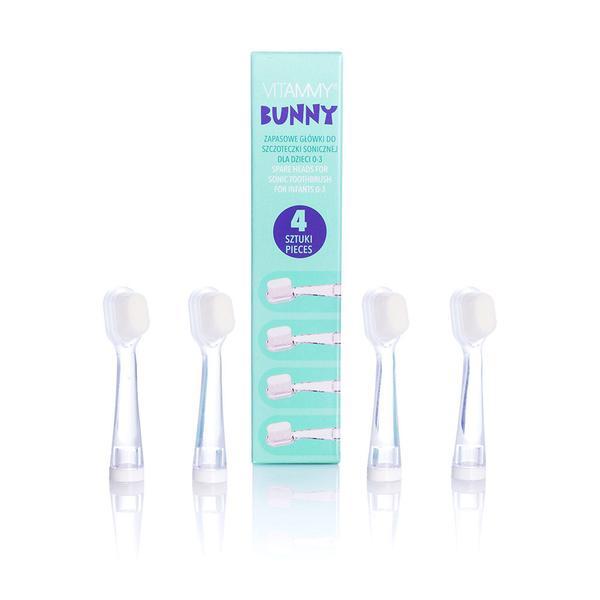 Set 4 rezerve periuta de dinti Vitammy Bunny, fibre nano, Alb