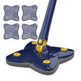 Mop cu Cap in Forma de Stea Teno®, rotire 360 grade, telescopic, curatare usoara, 4 lavete incluse, 123 cm, albastru/galben