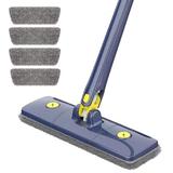 Mop cu Cap Dreptunghiular Teno®, rotire 360 grade, telescopic, curatare usoara, 4 lavete incluse, 123 cm, albastru/galben