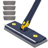 Mop cu Cap Dreptunghiular Teno®, rotire 360 grade, telescopic, curatare usoara, 4 lavete incluse, 105 cm, albastru/galben