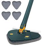 Mop cu Cap in Forma de Inima Teno®, rotire 360 grade, telescopic, curatare usoara, 4 lavete incluse, 127 cm, verde/galben