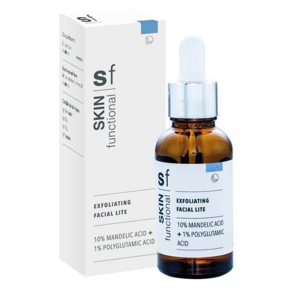 Ser Exfoliant cu 10 la suta Acid Mandelic + 1 la suta Acid Poliglutamic, Skin Functional, 30 ml