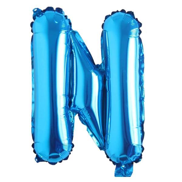 Balon in Forma de Litera N Teno&reg;, metalizat, pentru Petreceri/Aniversari/Evenimente, rezistent, folie, albastru, 40 cm