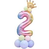 Set 14 Baloane CIfra 2 Teno®, coroana, balon pastelat, pentru Petreceri/Aniversari/Evenimente, mai multe dimensiuni, latex, multicolor