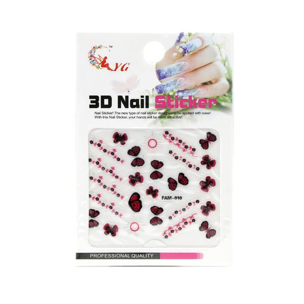 Sticker unghii, Global Fashion, 3D Nail Sticker, Fam-010, Multicolor, 1 set