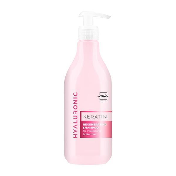 Sampon regenerant cu cheratina pentru par deteriorat Keratin Hyaluronic Unic Professional, 500 ml