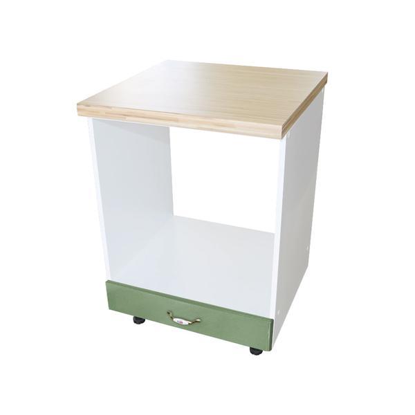 Corp pentru cuptor incorporabil cu sertar Zebra, Alb/Mdf Verde cu blat Artar, 60 x 85 x 60 cm