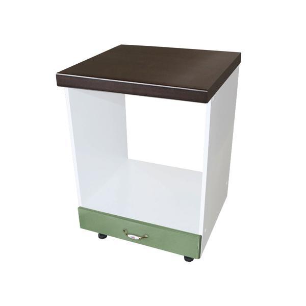 Corp pentru cuptor incorporabil cu sertar Zebra, Alb/Mdf Verde, cu blat stejar ciocolata, 60 x 85 x 60 cm