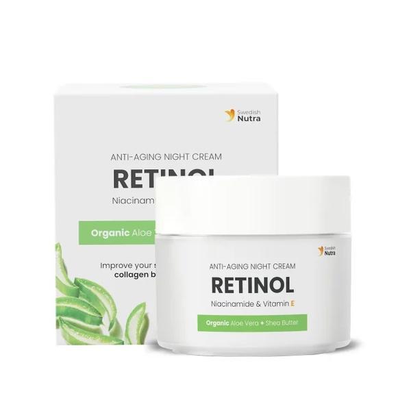 Crema de Noapte cu Retinol, Niacinamide, Colagen Vegan, Vitamina E, Unt de Shea, Aloe Vera, Ulei de Buriti, Ulei de Amarant, 50 ml