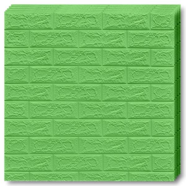 Set 50x Tapet Caramida 3D Teno®, suprafata acoperire 26.5 mp, autoadeziv, waterproof, usor de montat, design modern, 70x77 cm, verde