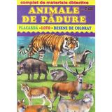 Animale de padure - Placarda, Loto, Desene de colorat, editura Biblion